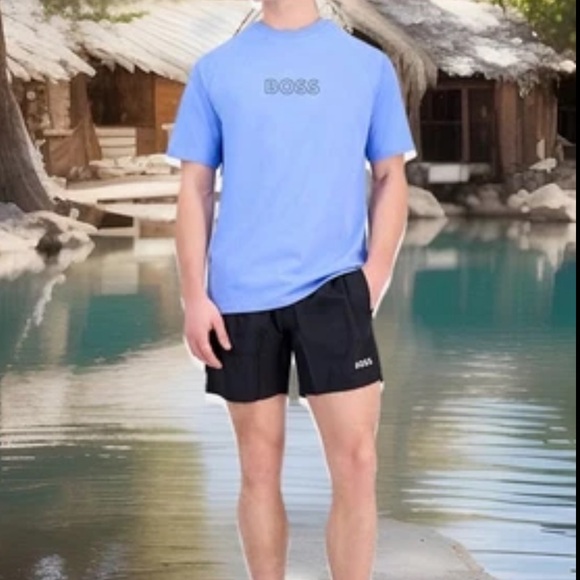 HUGO BOSS Men Vibe W/Unique Intricate Pattern Quick Dry Mesh Lining Swim Trunks - Picture 12 of 16